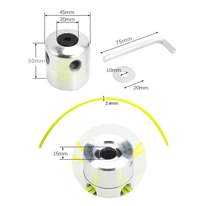 ND 2 Pieces Grass Trimmer Replacement, Trimmer Head Aluminium, Thread