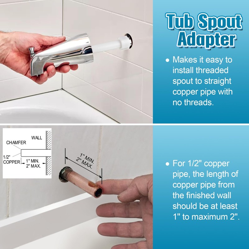 Dreyoo Four in One Tub Spout Adapter, Threaded Bathtub Faucet