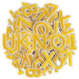GYGYL 72 Pieces Iron on Letters and Numbers Patches, Embroidered Sew on/Iron on Patches Alphabet A-Z, Numbers 0-9 Applique for Clothes, Dress, Hat, Socks, Jeans, DIY Accessories (Yellow)
