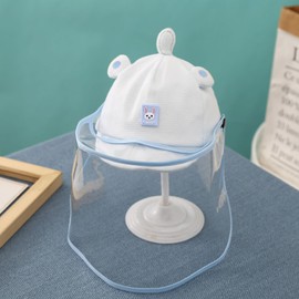 Baby Face Guard Removable Children Face Guard Hat Detachable Transparent Face Guard Blue