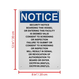 OSHA Security Notice Boarding This Sign, 8.5 x 11 in" OSHA Compliant Guarded Area Sign, Weatherproof Plastic, UV resistant & Easy-to-Read Signage