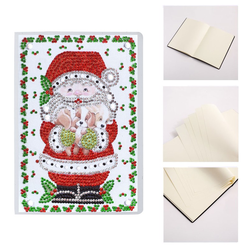 DIY Christmas Santa Claus Pattern Diamond Painting Notebook Kits Decoration