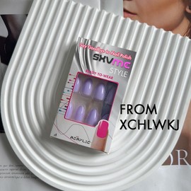 Lilac Press on Nails Short Almond Shaped, SXVME 30 Pcs Thick Short Fake Nails Press ons Natural Acrylic False Nails Custom Solid Color Medium Natural Fit Glue on Nails For Women