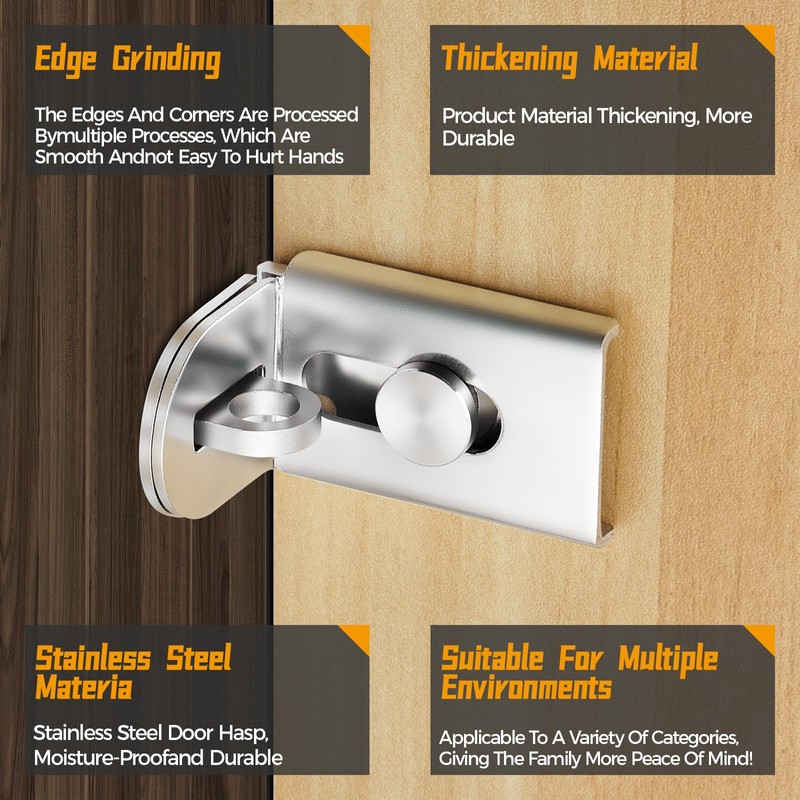 GEMASP Sliding Door Lock, 90 Degree Door Hasp Latch Lock,
