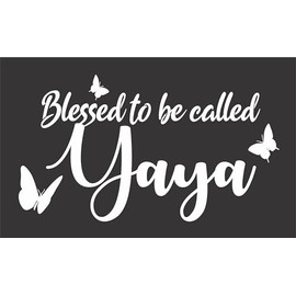 Barking Sand Designs Blessed to be Called Yaya Butterflies Grandma- Die Cut Vinyl Window Decal/Sticker for Car/Truck (White)