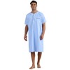 Lars Amadeus Light Blue Striped Nightshirts for Men's Short Sleeve