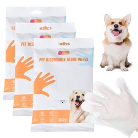 ExcellaElite 18 Pcs Pet Glove Wipes Dog Mild Deodorizing Pet Glove Wipes for Dogs Thickening Cat Cleaning Gloves No Need to Rinse Cleans and Deodorizes for Daily Care and Travel