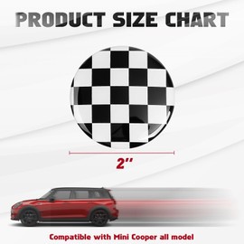x xotic tech 4X Checker Pattern Style Wheel Center Cap Covers Compatible with Mini Coopers R50 R51 R52 R53 R55 R56 R57 R58 R59 R60 R61 F55 F56, etc (Black/White)