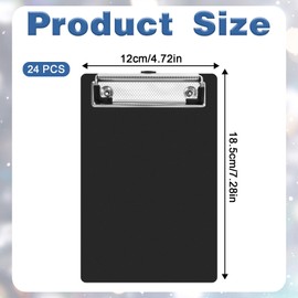 24 Pack Small Clipboards 4.7 x 7.3 Inch Mini Clipboards with Pen Holder Clip A6 Memo Clipboard Plastic Pocket Clipboard with Profile Clip for School Office Restaurant Cafe Hotel (Black)