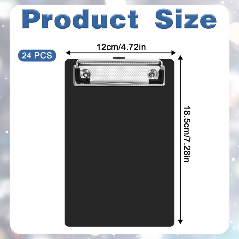 24 Pack Small Clipboards 4.7 x 7.3 Inch Mini Clipboards