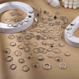 JeryWe 70 Piece Set, Ring, Black, Men's Ring, Simple, Stylish, Popular, One Size Fits Most, Gift, No Gemstone