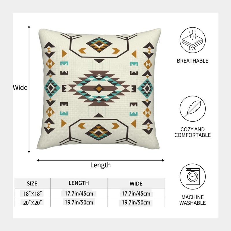 Native American Pattern Throw Pillow Covers Vintage Aztec Style Couch
