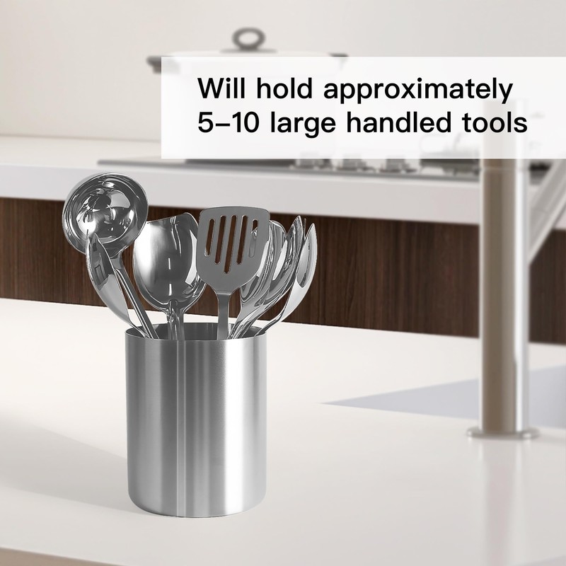 IMEEA Small Silver Utensil Holder for Kitchen Counter - 4.3"