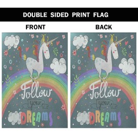 AOYEGO Cute Unicorn Garden Flag Small Vertical Double Sided 12.5 x 18 Inch Rainbow Dream Kids Party Burlap Yard Outdoor Decor