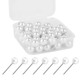 Brand® 60 piezas chinchetas decorativas de perla sintética blanca para tableros de corcho y oficina