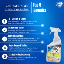 Black Diamond Stoneworks GRANITE PLUS! 2 in 1 Cleaner & Sealer for Granite, Marble, Travertine, Limestone, Ready to Use! (1-Gallon)