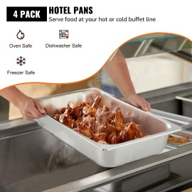 4 Pack 20.9 X 12.8 X 3.9 Inch Deep Stainless Steel Steam Table Pans Full Size 13L Oven Tray Restaurant Hotel Service EquipmentQuantity: 4, Size: Size 20 x 12 x 4 inches