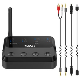 1Mii B310Pro Bluetooth 5.2 Transmitter Receiver for TV Home Stereo, aptX Low Latency/HD Long Range Wireless Audio Adapter for 2 Wireless Headphones, Bypass Mode, Optical, RCA, 3.5mm AUX