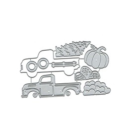 Pumpkin Holidays Layer Truck Metal Die Cuts,Merry Christmas Tree Cutting Dies Cut Stencils DIY Scrapbooking Decorative Embossing Paper Scrapbooking Card Making