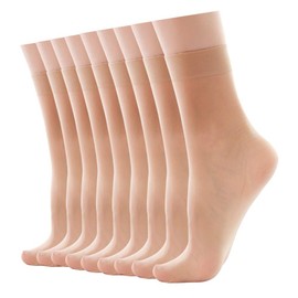 Selove Women's Stockings, 20 Denier, Ankle Length, 9 Pairs, dark skin color