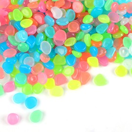 Pack of 400 Luminous Stones, Colourful Luminous Muggle Stones, Reusable Fluorescent Stones for Garden, Small Luminous Pebbles Stones for Garden, Aquarium, Balcony, Patio & Children's Room