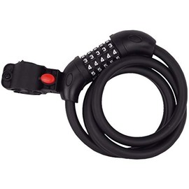 Captain Stag Y-7360 Bicycle Key Lock Wire Lock Coil Wire, 5 Digit Dial Type, Length 47.2 inches (1200 mm), Diameter 0.5 inches (12 mm), Change Passcode, Matte Black
