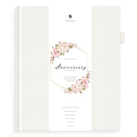 Draphy Anniversary Journal for Couples - Elegant Wedding Memory Book and Photo Album with Pen Holder and Closure Band - The Perfect Anniversary Wedding Gifts for Couples (Beige)