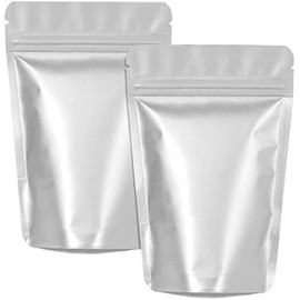XFXIA Mylar Bags Aluminum Foil Pouches 100 Pack Smell Proof Bags Baggies, Resealable Stand Up Packaging Pouch Bags for Food Storage,Candy,Cookie,Bath Salts (9cm*13cm,Sliver)