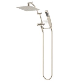 Hibbent All Metal 10'' Rainfall Shower Head Combo,High Pressure Handheld Shower - Square-10 InchBrushed Nickel