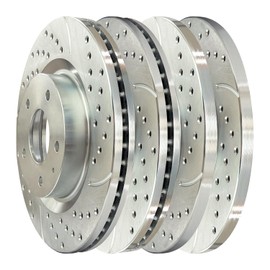 AutoShack Set of 4 Front and Rear Drilled and Slotted Brake Rotors Silver Replacement for 2014-2016 Mazda 3 2014 2016 Mazda 3 Sport 2019 2020 2021 2022 Mazda CX-3 2.0L FWD BRK030435807