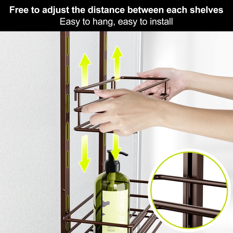 Orimade Over the Door Shower Caddy Adjustable 5 Tier Bronze,Bathroom