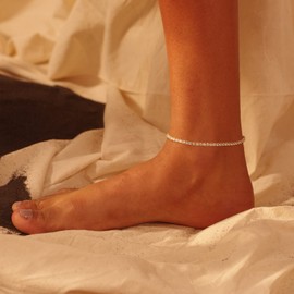 Fettero Anklet Bracelets for Women Gold Plated Dainty Waterproof Tennis Beach Jewelry Summer Boho Beach Foot Jewelry for Women Gifts