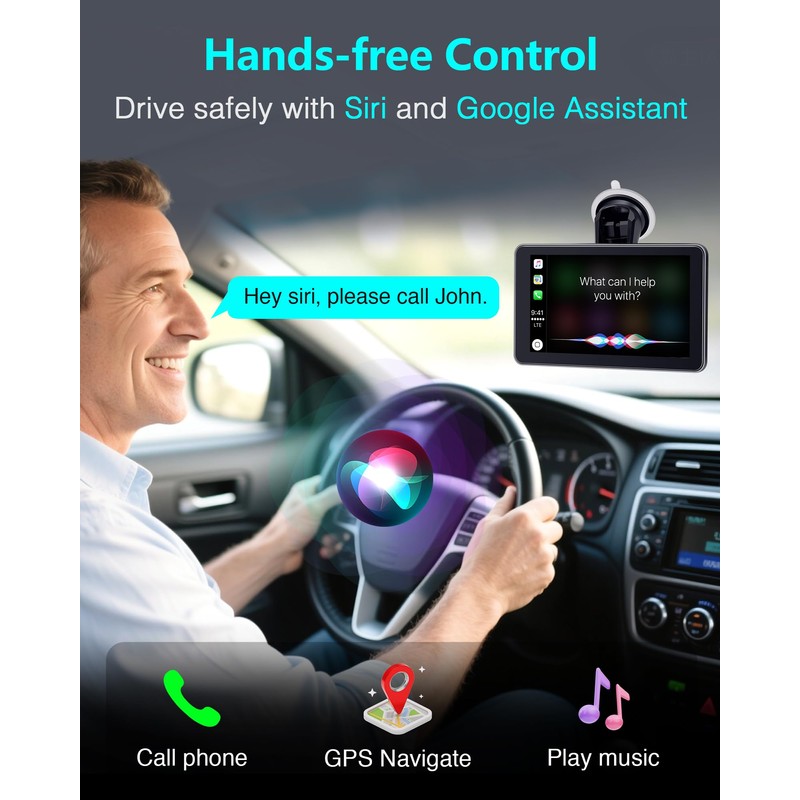 Thybro CarPlay Screen with Backup Camera: Wireless Seamless Connection Apple/Android