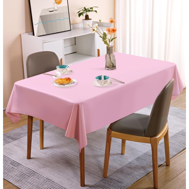 SietDESEO 2 Pack Pink Plastic Tablecloth 54 x 108 Premium
