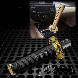 JDMBESTBOY Samurai Sword Black Shift Knob Shifter Alloy Katana with Adapters Universal 20cm
