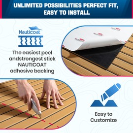 Nauticoat EVA Foam Boat Flooring 92.5''x43.3/35.4/23.6" Marine Decking Faux Teak/Camo, Marine Flooring, Non Skid Boat Foam Decking for Boat Carpet, RVs and Swim spas,Outdoor Stair treads,Cooler Pads.