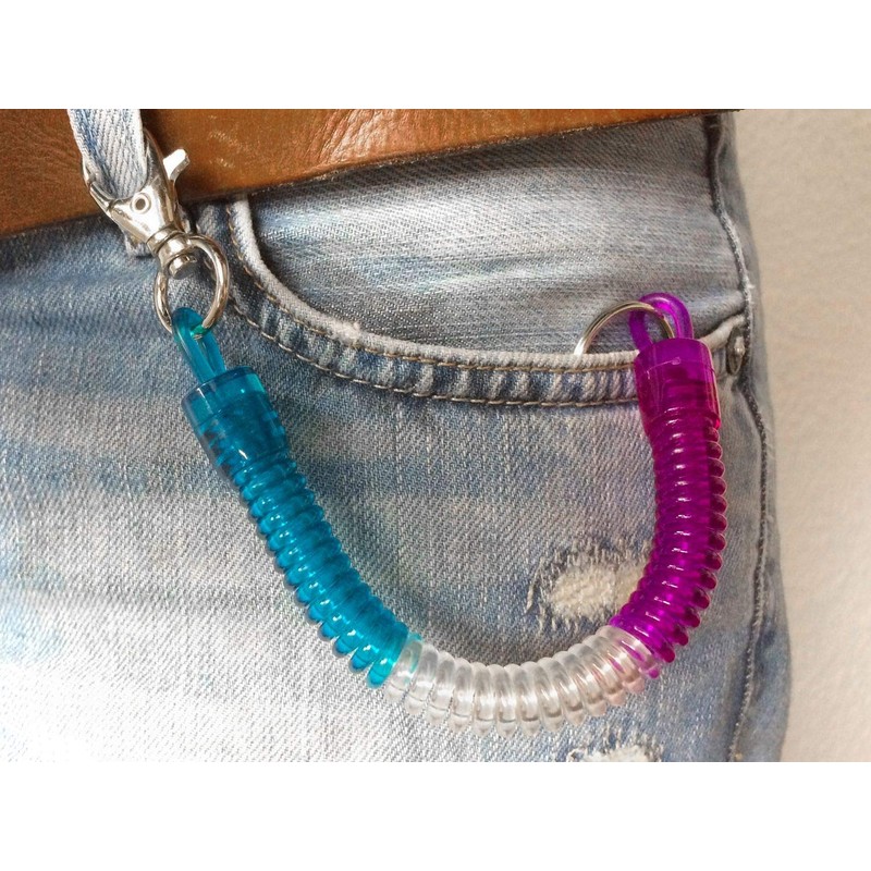 Spiral Keyring Spiral Rubber Key Chain Purse LILA weiß blau