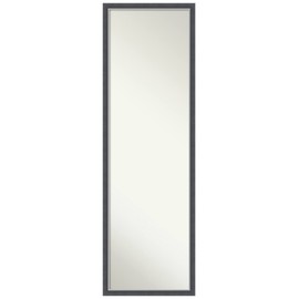 Amanti Art Black Full Length Mirror for Door, 50x16 Eva Black Silver Thin Tall Wall Mirror Full Length, Mounted to Door or Closet Wall with no visible brackets, Modern Contemporary Frame, Bedroom