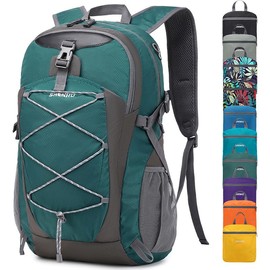 Nerlion 40L Hiking Backpack Lightweight Daypack Waterproof Travel Camping Backpack for Men Women Sport Packable - Color: green