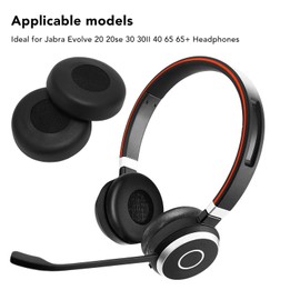 1 Pair Replacement Leather Ear Pads, Comfortable Headphone Covers, Leather Sponge Headset Cushions, for Jabra Evolve 20 20se 30 30II 40 65 65+ Headphones