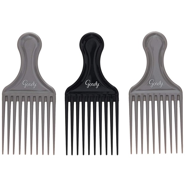 Goody Comb & Lift Hair Pick, Assorted Colors, 3 Count (Pack of 1)