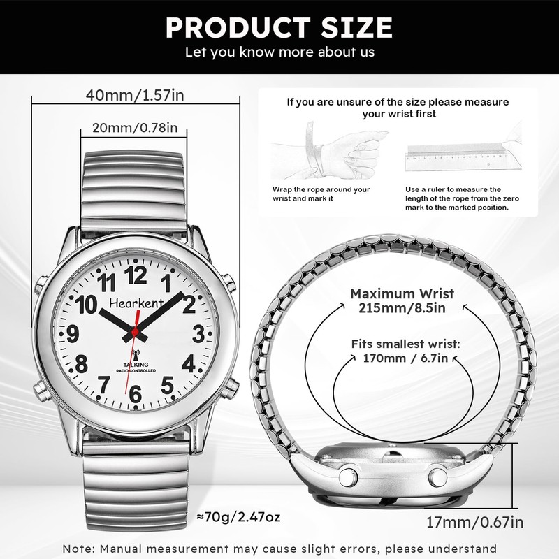 Hearkent Atomic Talking Watch with Large Numbers and Expandable Strap
