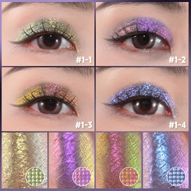 CHARMACY 4 Colors Chameleon Eyeshadow & Highlighter Palette, Shift-Infused Multichrome Pressed Pigments, Long-Lasting Velvet Finish, Vegan & Cruelty-Free Makeup Kit #01