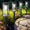 NEWMESSI Solar Pathway Lights for Outside, 4 Pack Solar Garden
