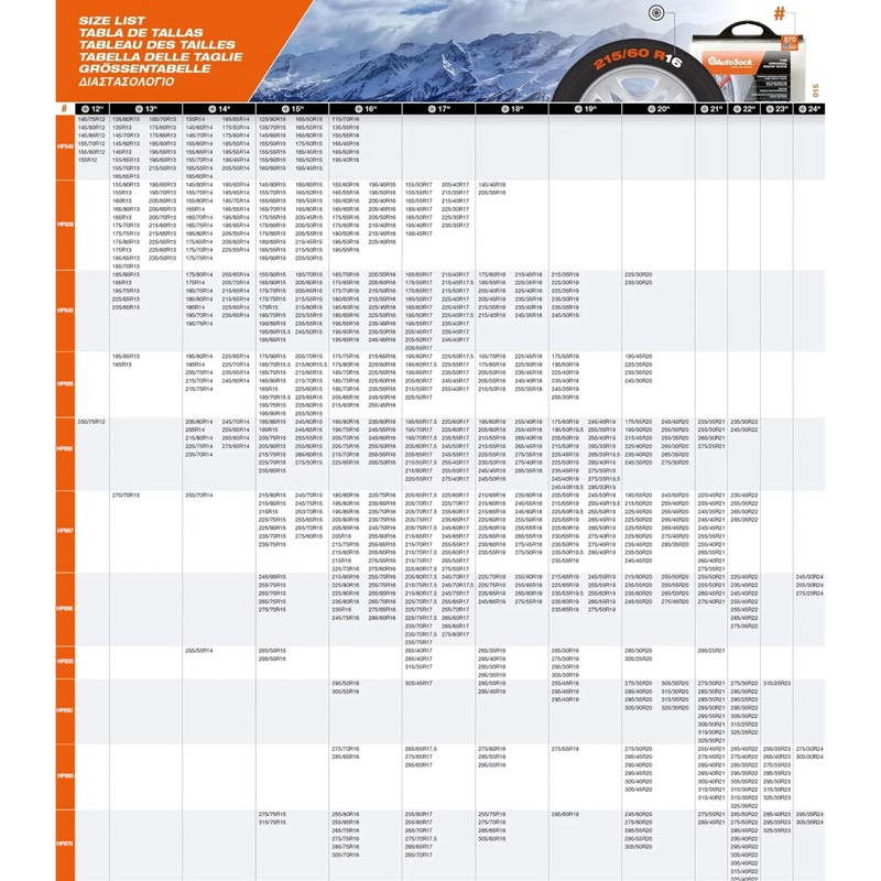 AutoSock for Passenger Vehicles HP645, Snow Socks for Tires, Pack