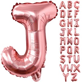 Lovoir 40" Large Letter J Mylar Foil Balloons Large Mylar Foil Balloons for Birthday Party Celebration Alphabet Decorations Rose Gold J