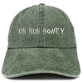 Trendy Apparel Shop Uh Huh Honey Embroidered Washed Cotton Adjustable Cap - Dark Green