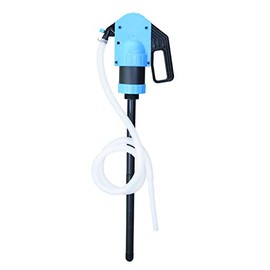 Groz Plastic Lever Action Drum Pump | Built-in 2-inch Bung Adaptor | for High Viscosity Oils, Agricultural Chemicals | with Suction Tube & Discharge Hose (44167), Blue