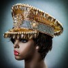 ILOVEMASKS Gold FESTIVAL STEAMPUNK BURNING-MAN SPARKLY Head-Dresse Half Captains Party