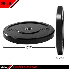 JFIT Olympic Bumper Weighted Plate 2”, Set of 2 Plates, 25 LB Pair